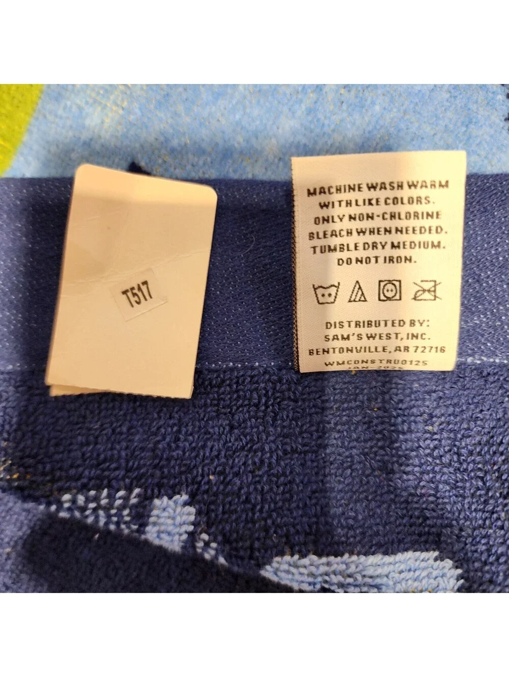 Member's Mark Multicolor Construction Vehicles 100% Cotton Beach Towel